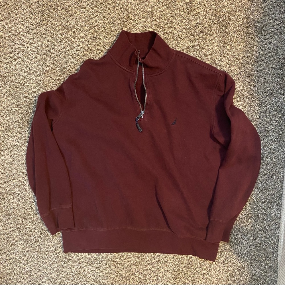 Men’s Maroon Nautica 1/4 Zip Sweater Size XL
